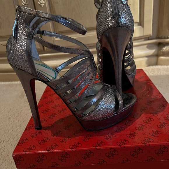Silver Sparkling Guess Sandals - Picture 2 of 14